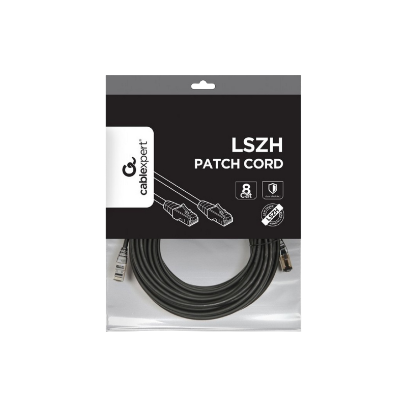 Патч-корд Cat.8 15m, Black, PP8-LSZHCU-BK-15M, Cablexpert, Low Smoke Zero Halogen (LSZH)