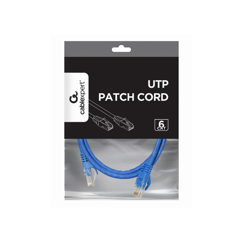 Патч-корд Cat.6U 0,5 м, синий, PP6U-0,5M/B, Cablexpert, многожильный неэкранированный