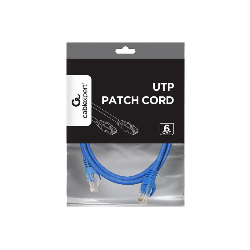 Патч-корд Cat.6U 0,5 м, синий, PP6U-0,5M/B, Cablexpert, многожильный неэкранированный