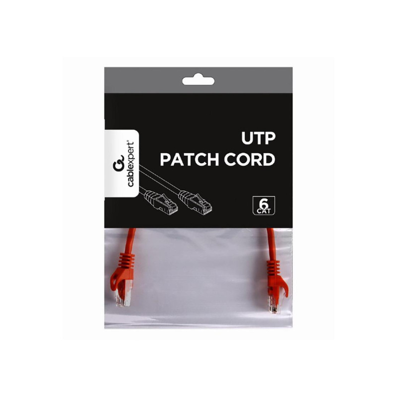Patch Cord Cat.6U 0.25m, Red, PP6U-0.25M/R, Cablexpert, Stranded Unshielded