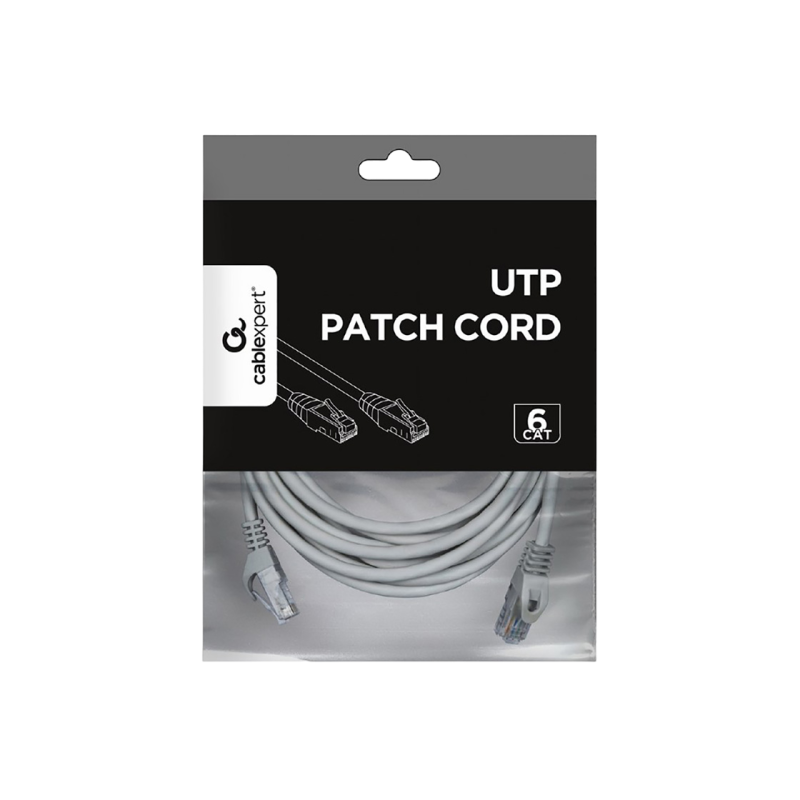 Патч-корд Cat.6U 5 м серый, PP6U-5M, Cablexpert, многожильный неэкранированный