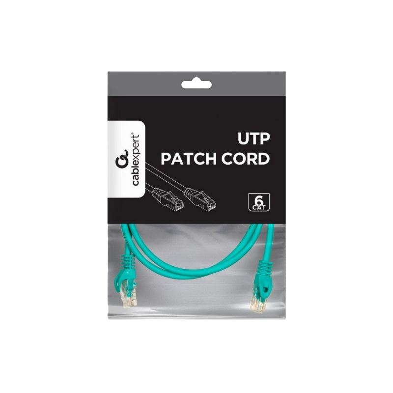 Патч-корд Cat.6U 2 м, зеленый, PP6U-2M/G, Cablexpert, многожильный неэкранированный
