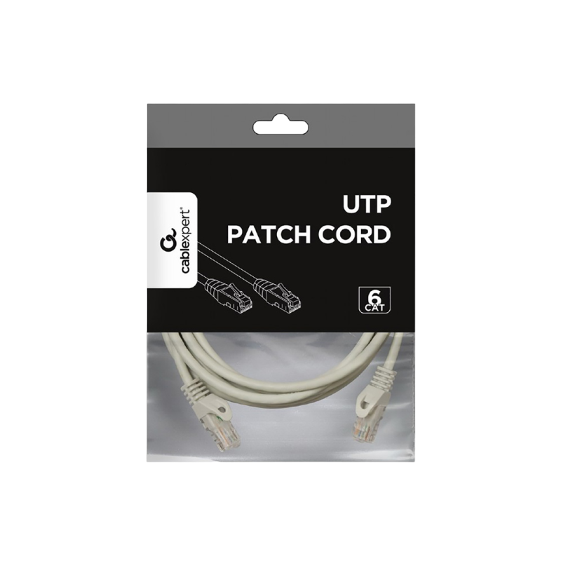 Патч-корд Cat.6U 3 м, серый, PP6U-3M, Cablexpert, многожильный неэкранированный