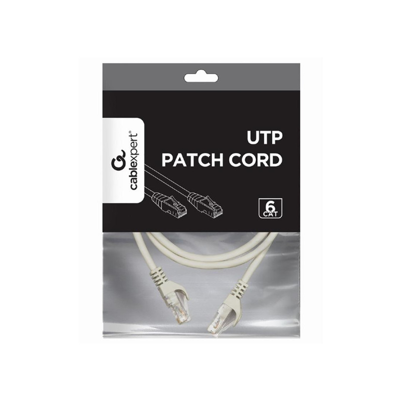 Патч-корд Cat.6U 1 м серый, PP6U-1M, Cablexpert, многожильный неэкранированный