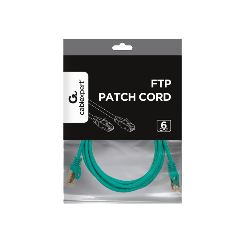 Патч-корд кат. 6/FTP, Cableexpert PP6-3M/G, Зеленый, 3 м