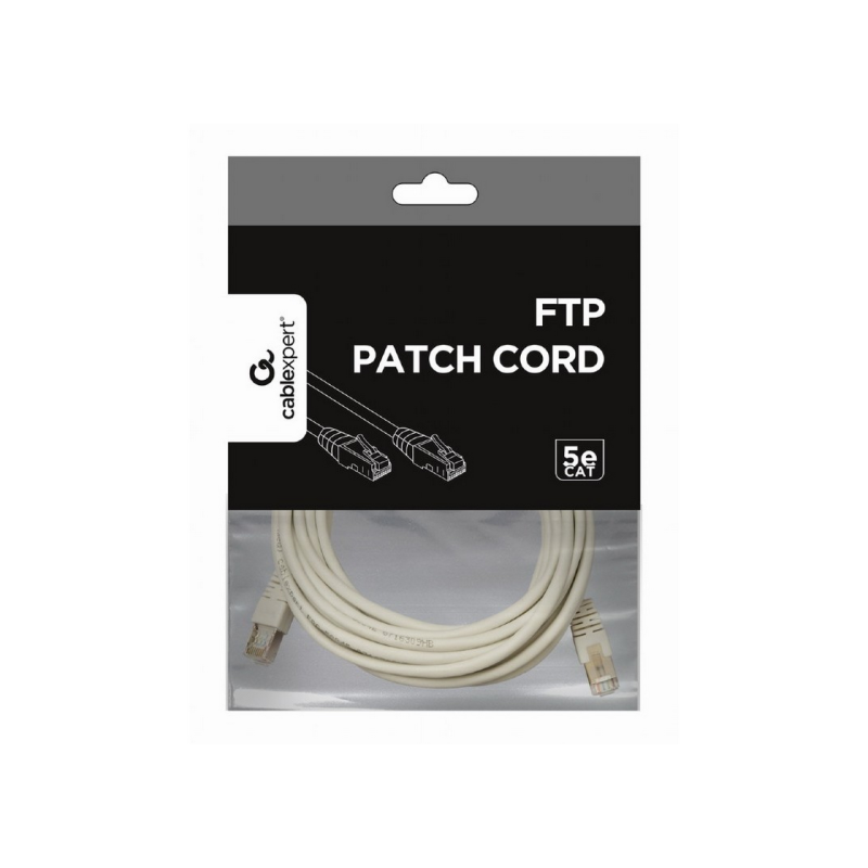 5 м, FTP патч-корд серый, PP22-5M, Cat.5E, Cablexpert, литые внешние рельефные вилки 50u"