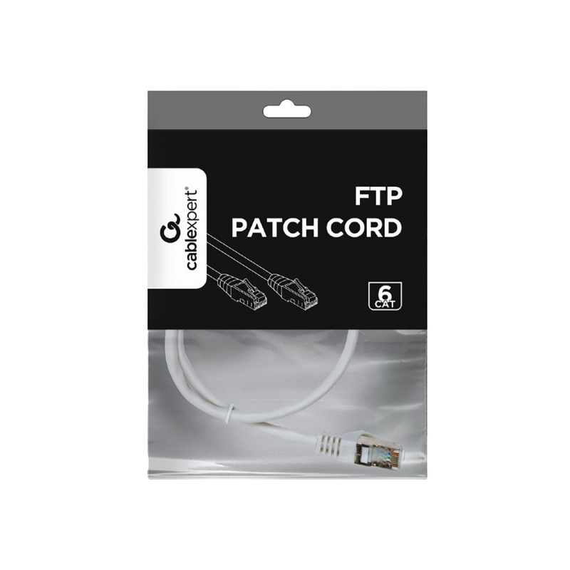 Патч-корд кат. 6/FTP Cablexpert PP6-0,5M/W, Белый