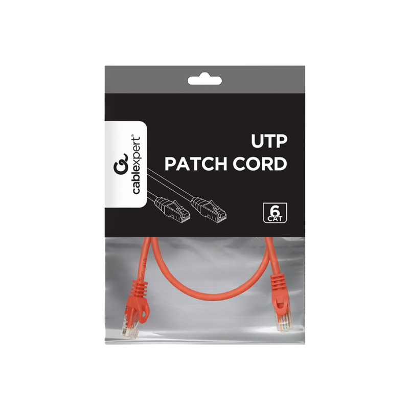 Патч-корд Cat.6U 0,5 м, красный, PP6U-0.5M/R, Cablexpert, многожильный неэкранированный