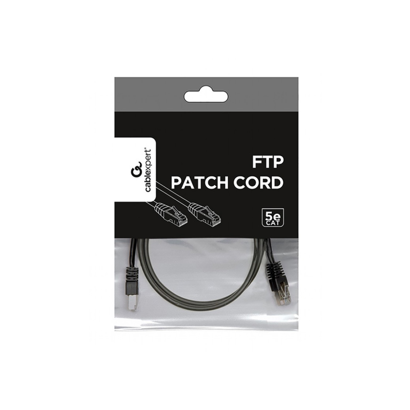 FTP-коммутационный шнур Cablexpert PP22-1M/BK, черный