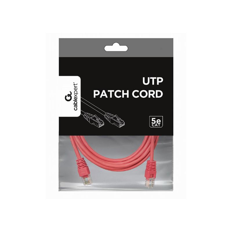 3 м, патч-корд розовый, PP12-3M/RO, Cat.5E, Cablexpert, литые внешние рельефные вилки 50u"