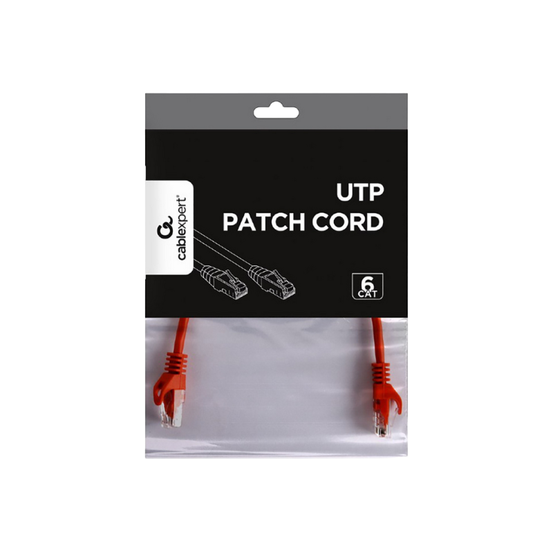Patch Cord Cat.6U 0.25m, Red, PP6U-0.25M/R, Cablexpert, Stranded Unshielded