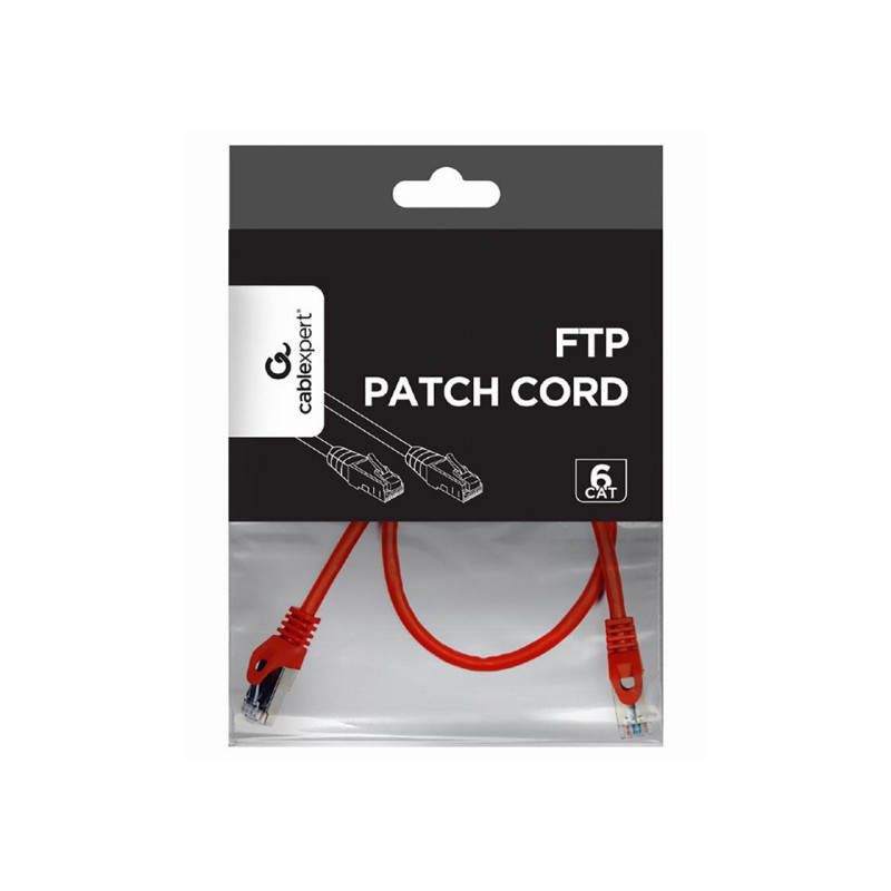 Patch Cord Cat.6/FTP, 0.5m, Red, PP6-0.5M/R, Cablexpert