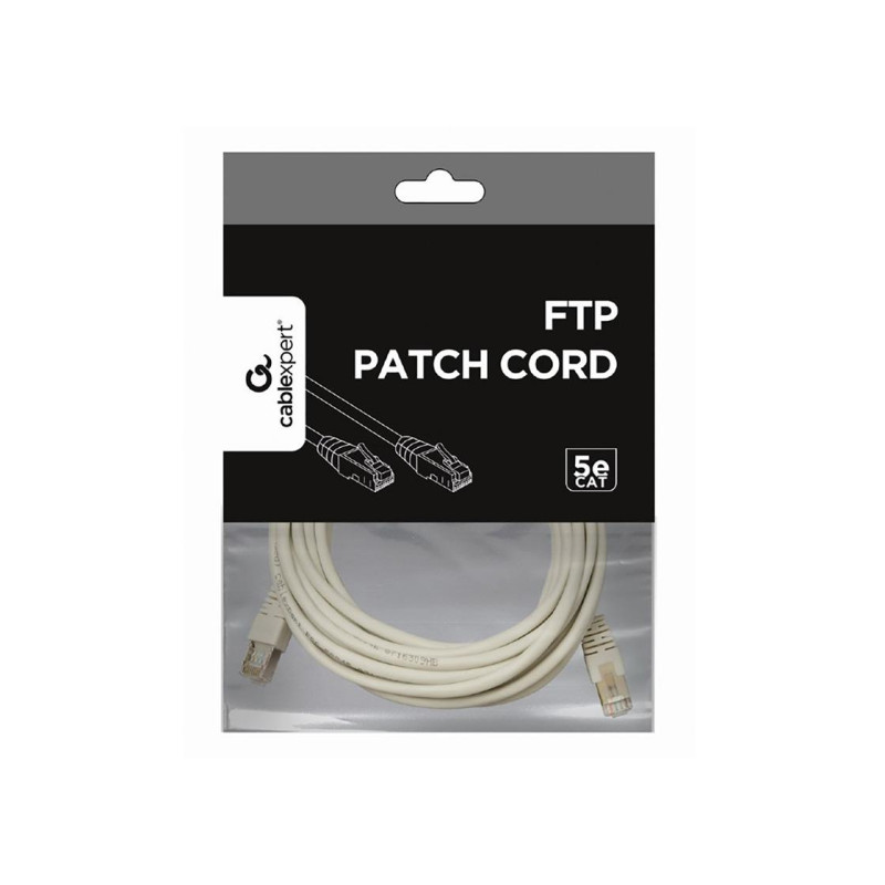5 м, FTP патч-корд серый, PP22-5M, Cat.5E, Cablexpert, литые внешние рельефные вилки 50u"