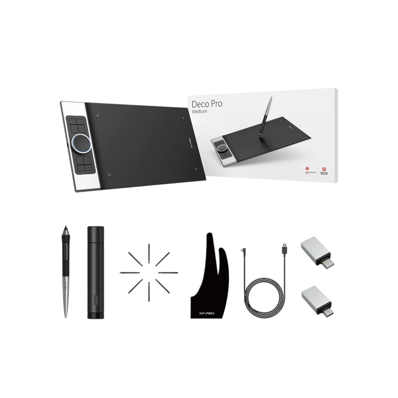 Graphic Tablet XP Pen DECO PRO M, 60°, 8192 Levels, 11” × 6”, 5080 LPI, 200RPS, Reading Height 10mm, USB-C, Black