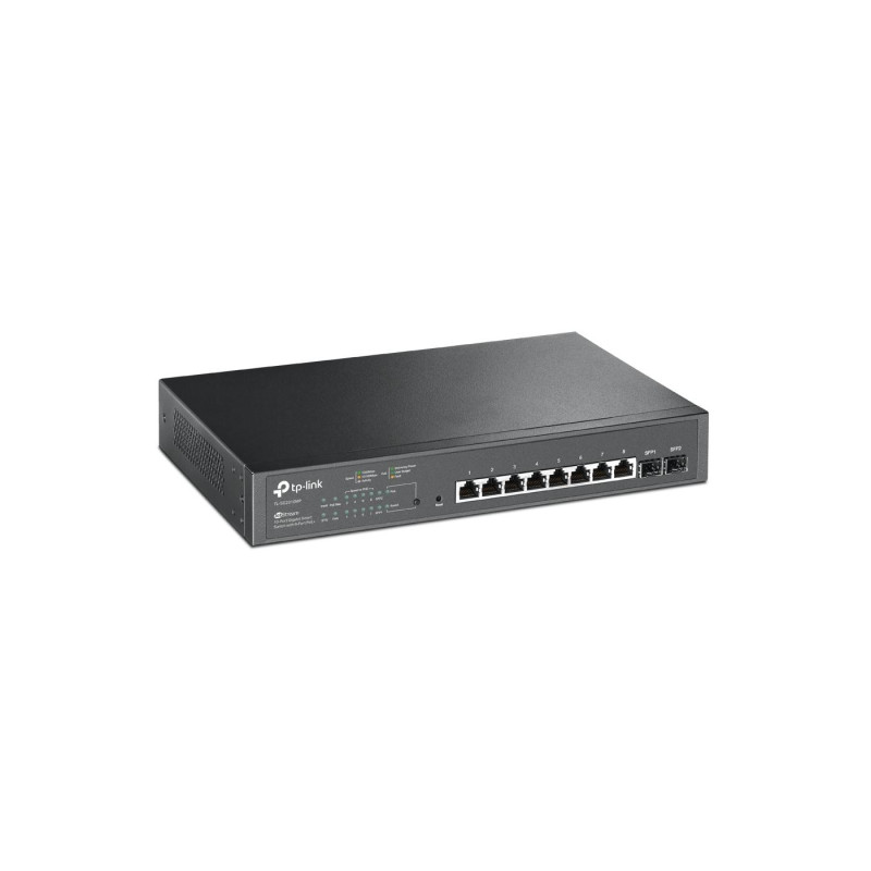 8-портовый гигабитный интеллектуальный PoE-коммутатор, TP-LINK "TL-SG2210MP", с 2 слотами SFP, стальной корпус, бюджетный вариант 150 Вт