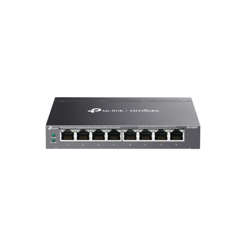 .8-портовый 10/100/1000 Мбит/с POE, TP-LINK "DS108GP", с 8-портовым PoE+, бюджет 65 Вт, автоматическое восстановление, металл