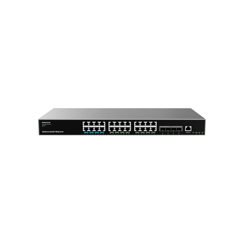 24-портовый гигабитный управляемый коммутатор уровня 3 PoE++, Grandstream "GWN7813P", 24xPoE, 4x10Gbit SFP+, стекируемый, бюджет 360 Вт,