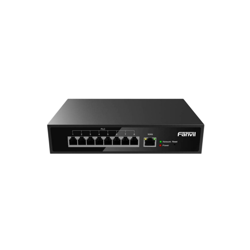 .8-port 10/100Mbps  POE, Fanvil 2-wire Switch  "PN8", with 8-Port RJ11 PoE, 1xRJ45, 80W Budget, up to 