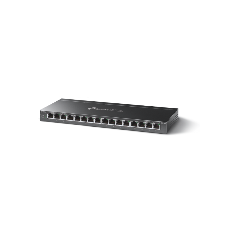 16-портовый гигабитный коммутатор TP-LINK PoE+, TL-SG116P, 16 портов PoE, бюджет 120 Вт, монтаж в стойку