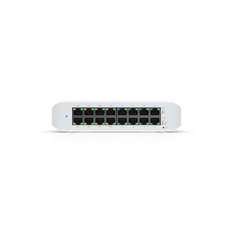 16-port Gigabit Layer 2 Managed Ubiquiti PoE+ Switch, USW-Lite-16-POE, 8xPoE Ports, 45W budget