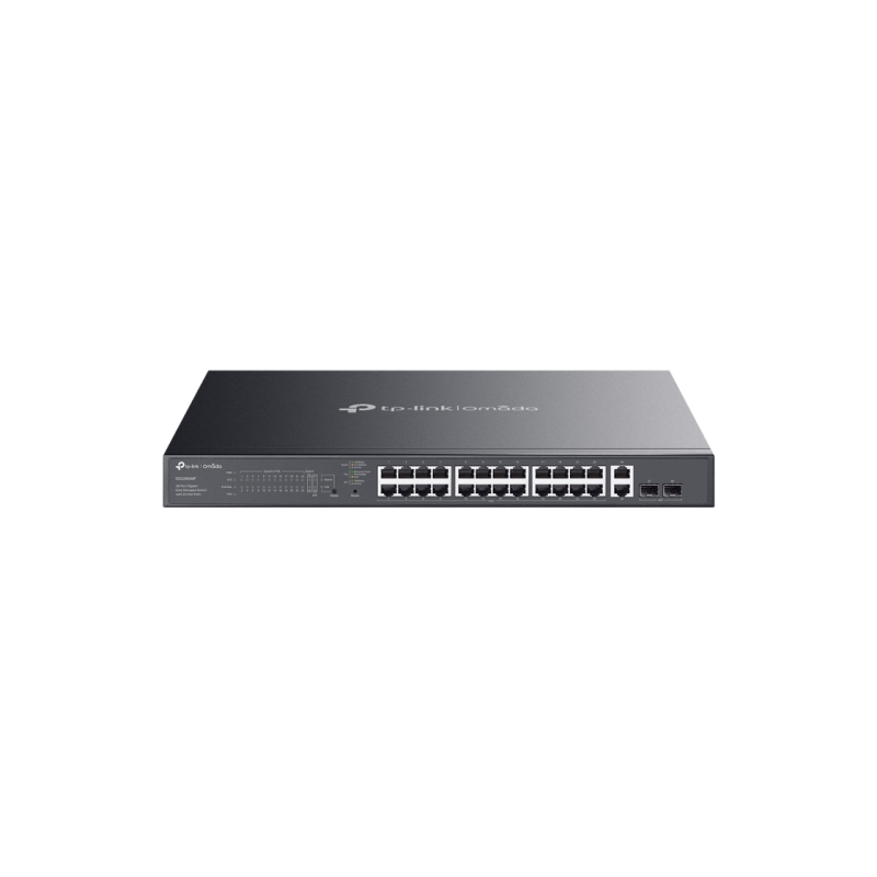 28-port Gigabit Easy Managed POE+ Switch TP-LINK "ES228GMP", 24xPoE Ports, 2xSFP 1Gbit, Budget 384W, Auto