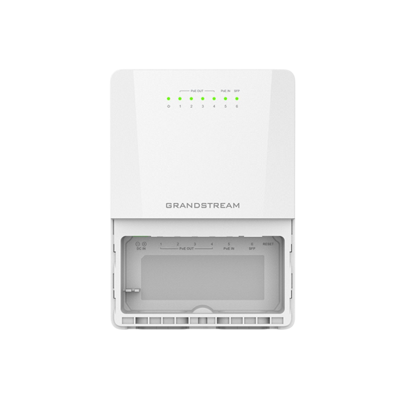 6-портовый наружный гигабитный Lite управляемый PoE++ коммутатор Grandstream, "GWN7710R", 1x PoE++ вход, 1x PoE++ выход,