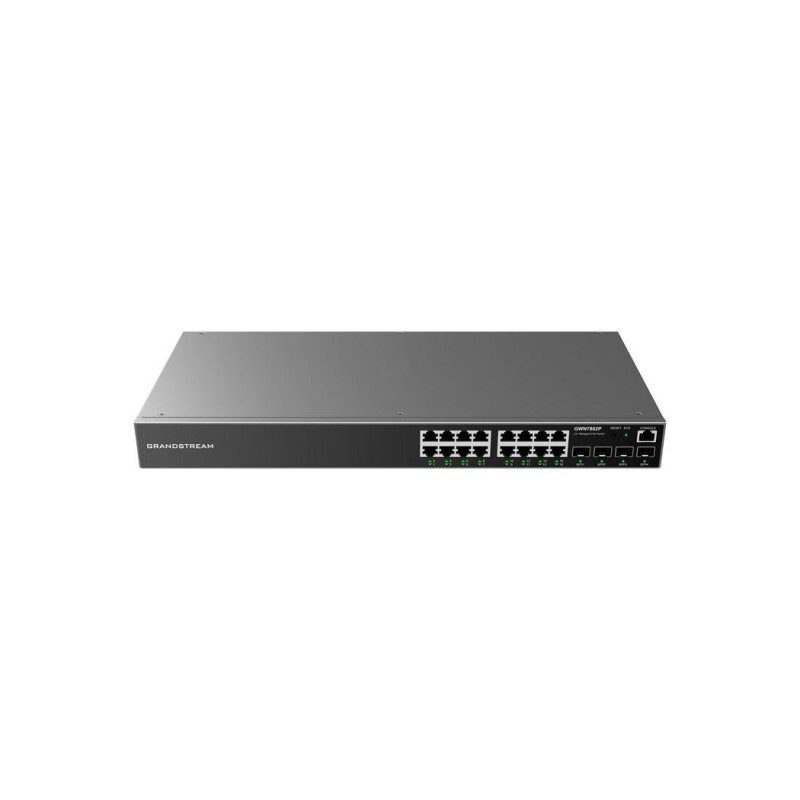 16-портовый гигабитный управляемый PoE-коммутатор, Grandstream "GWN7802P", 4xSFP, стальной корпус, бюджет 240 Вт