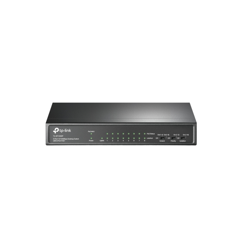 9-портовый 10/100M PoE-коммутатор TP-Link, TL-SF1009P, 8 портов PoE, бюджетный 65 Вт, стальной корпус