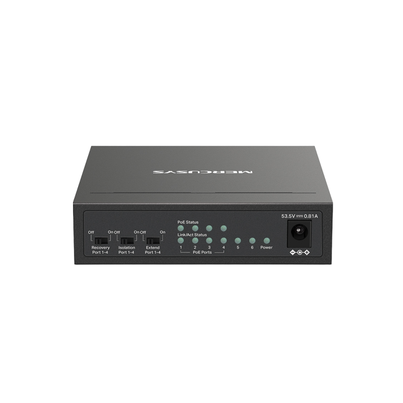 6-портовый 10/100M MERCUSYS PoE+ коммутатор, MS106LP, с 4 портами PoE, бюджетный 40 Вт, стальной корпус