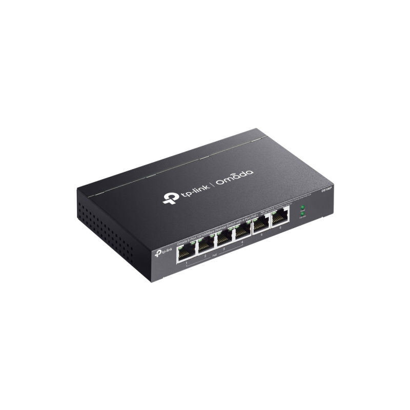 .6-портовый 10/100M TP-LINK PoE+ коммутатор, DS106P, с 4 портами PoE, бюджет 67 Вт, автовосстановление, стальной корпус