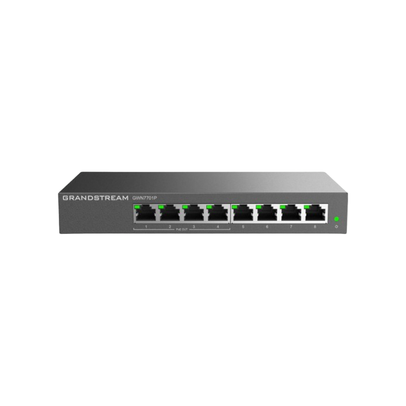 8-портовый 10/100/1000 Мбит/с POE, Grandstream "GWN7701P", с 4-портовым PoE, бюджетный 60 Вт, металлический