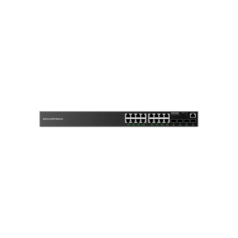 16-портовый гигабитный управляемый PoE-коммутатор, Grandstream "GWN7802P", 4xSFP, стальной корпус, бюджет 240 Вт