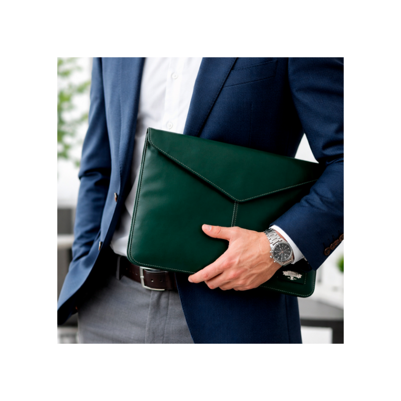 Ultrabook sleeve Baggins, Magnet, Real leather for 13-14", Green