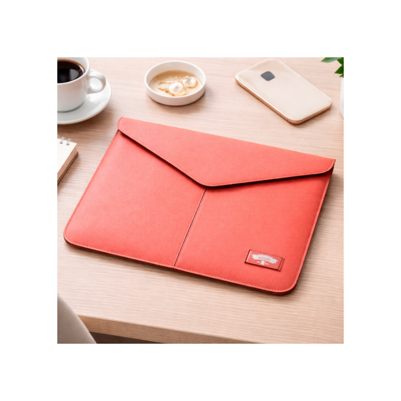 Ultrabook sleeve Baggins, Magnet, Real leather for 13-14", Coral