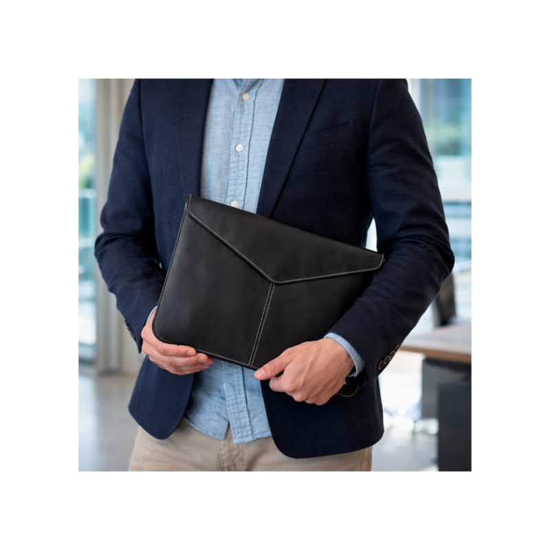 Ultrabook sleeve Baggins, Magnet, Real leather for 13-14", Black