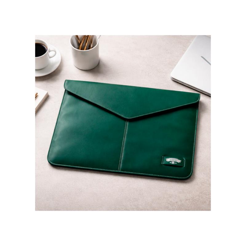 Ultrabook sleeve Baggins, Magnet, Real leather for 13-14", Green