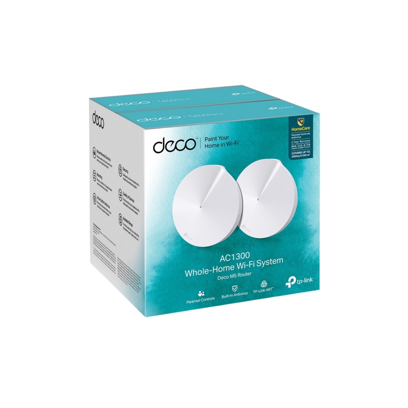 Whole-Home Mesh Dual Band Wi-Fi AC System TP-LINK, "Deco M5(2-pack)", 1300Mbps, MU-MIMO, Gbit, BT