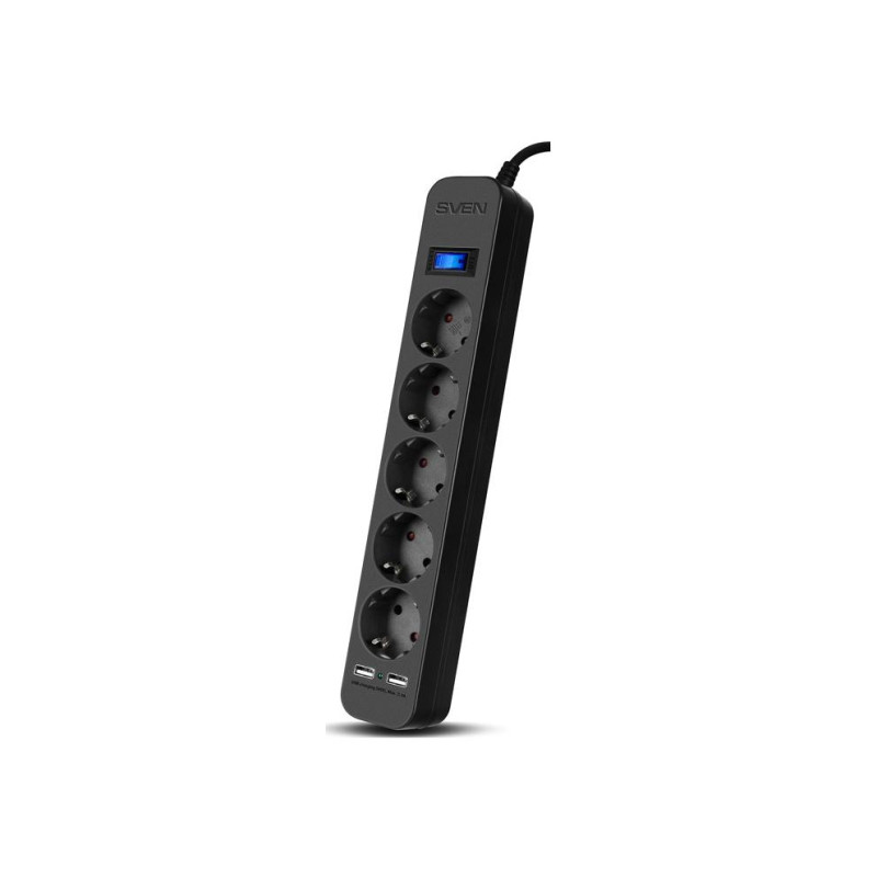 Сетевой фильтр Sven SF-05LU, Black, 113688