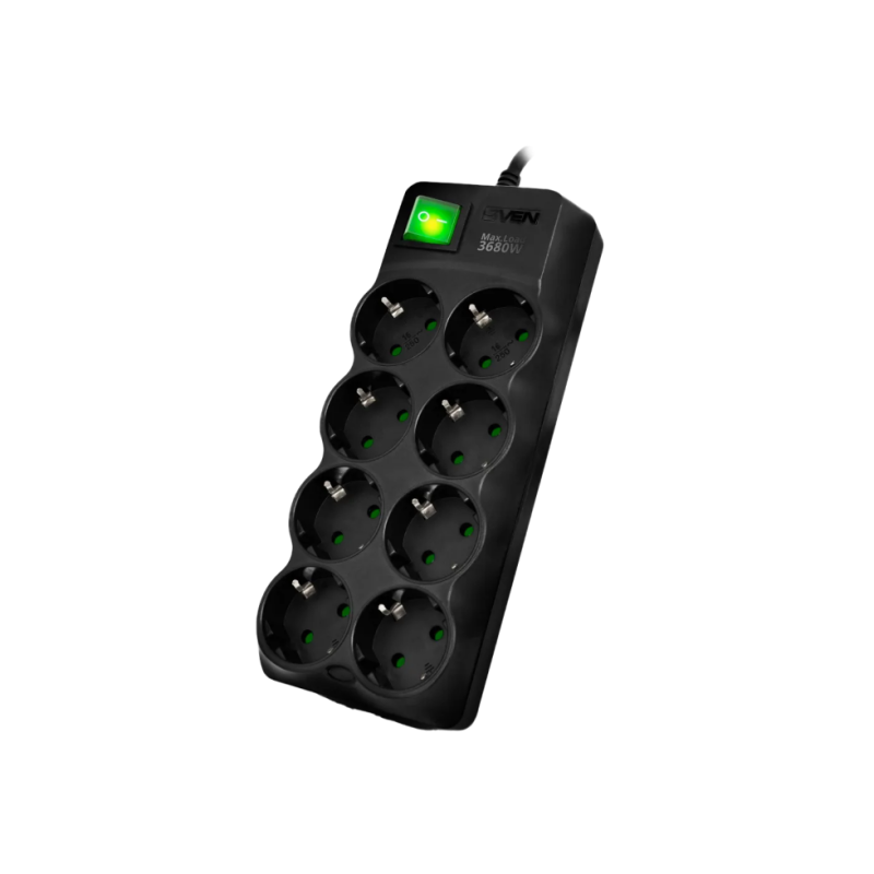 Сетевой фильтр Sven SF-08E-16, Black, 205892