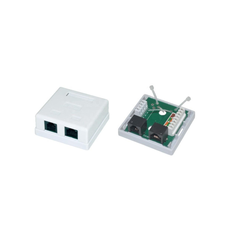 1xRJ45+1xRJ11 Surface Box 2 port UTP Cat.5e  PCB jack