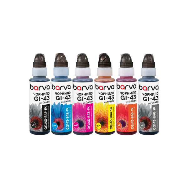 Ink set Barva for G series Canon (GI-43 BK/C/M/Y/R/GY) 6x100gr