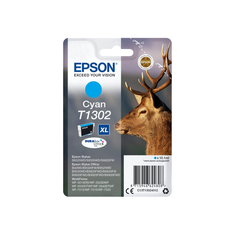 Картридж с чернилами Epson Singlepack T1302 DURABrite Ultra Ink, Cyan
