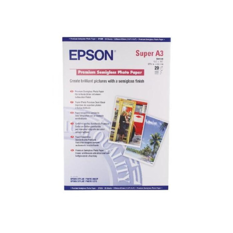 Фотобумага Epson Premium Semigloss A3+ C13S041328, 20 шт.