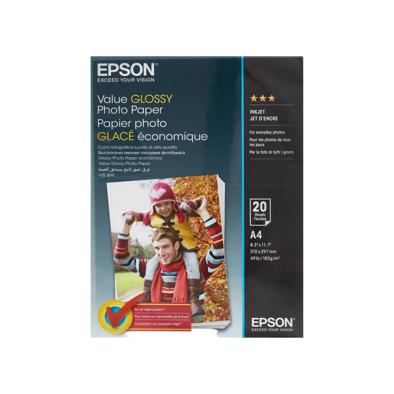 A4 Epson Value Glossy Photo Paper, 20 buc