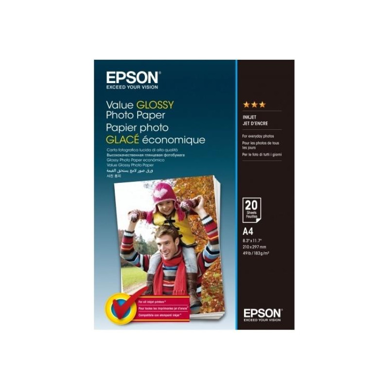 A4 Epson Value Glossy Photo Paper, 20 buc