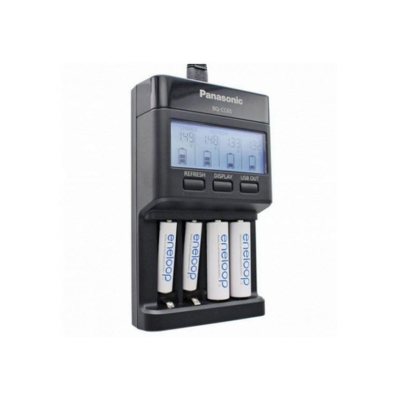 Зарядное устройство Panasonic "Smart charge" 4-контактное AA/AAA, BQ-CC65, с ЖК-дисплеем