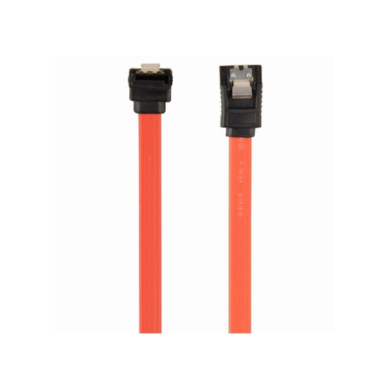 Cable Serial ATA III 10 cm data, 90 degree connector, metal clips, Cablexpert CC-SATAM-DATA90-0.1M