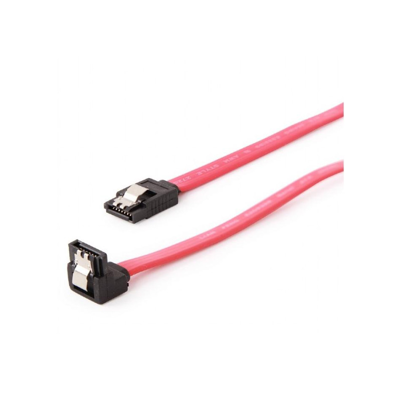Cable Serial ATA III 10 cm data, 90 degree connector, metal clips, Cablexpert CC-SATAM-DATA90-0.1M