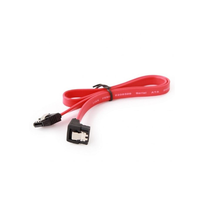 Cable Serial ATA III 10 cm data, 90 degree connector, metal clips, Cablexpert CC-SATAM-DATA90-0.1M