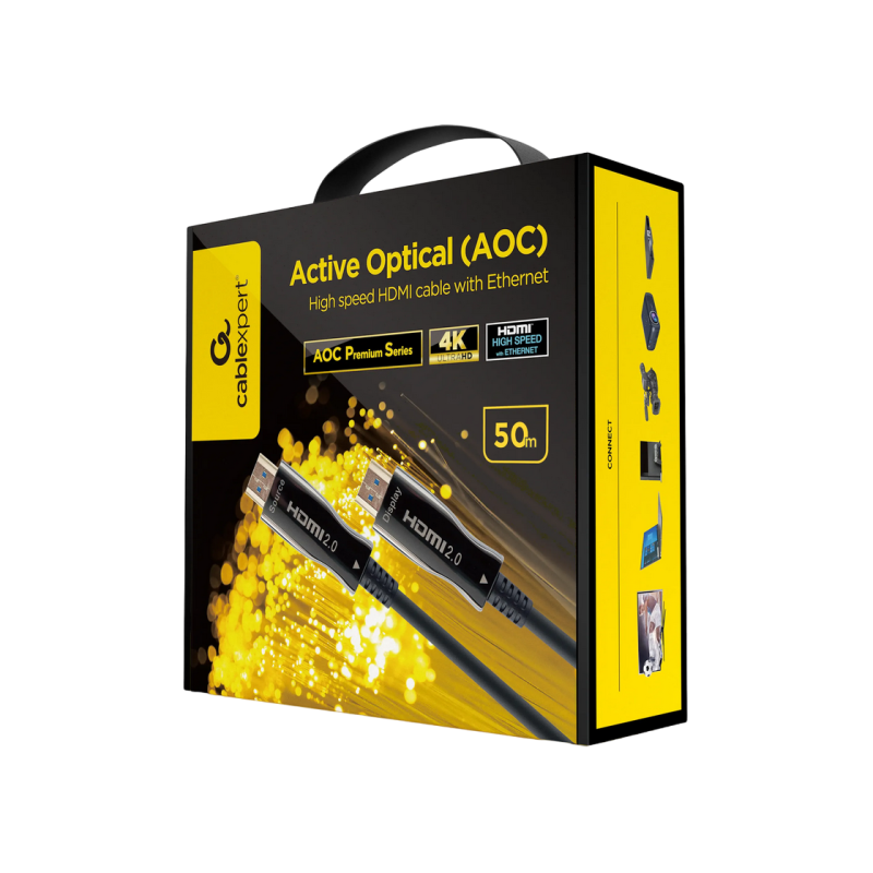Кабель HDMI-HDMI активный оптический 50,0 м Cablexpert, 4K UHD при 60 Гц, CCBP-HDMI-AOC-50M-02